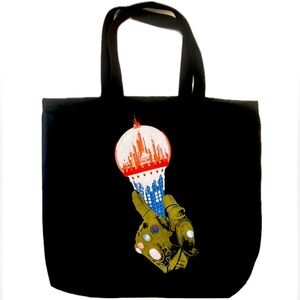 Thanos Gaunlet Holding a Melting City Ice Cream Cone Tote Bag